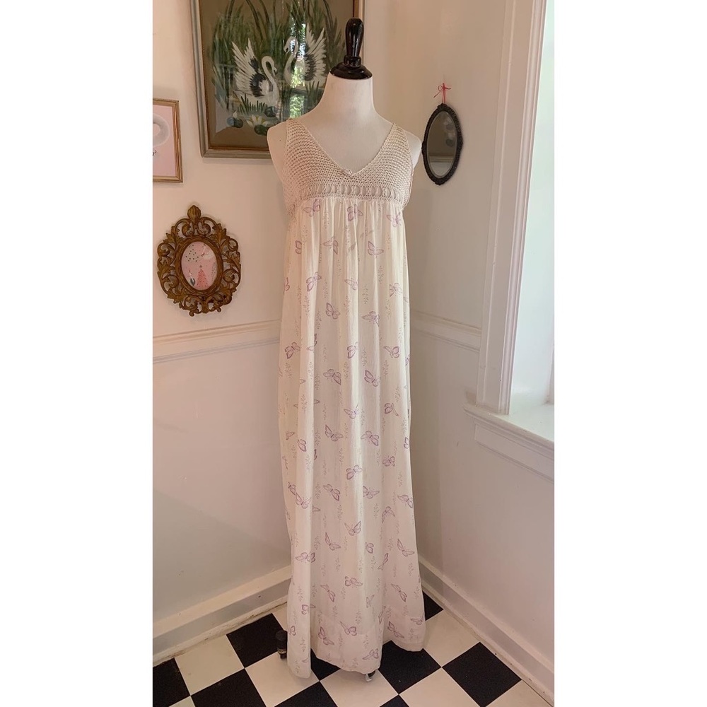 Vintage crochet butterfly muumuu